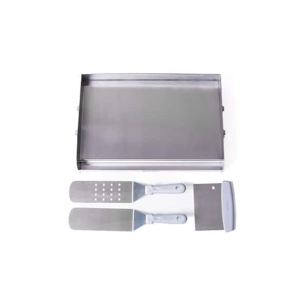 MASHP Stainless Steel Universal Outdoor Flat Top Griddle Kit with Spatula and Scraper Barbecue Grilling Set