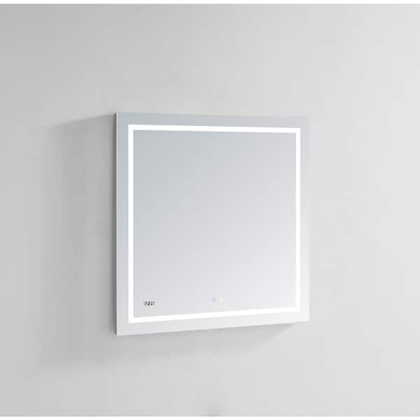 Aquadom Daytona 30.00 in. W x 30.00 in. H Frameless Square LED Light Bathroom Vanity Mirror in Clear