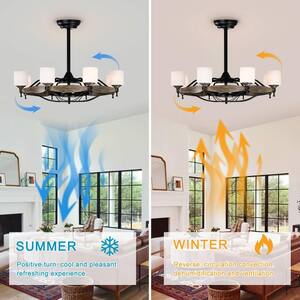 33 in. Indoor Black Ceiling Fan with Remote Included, Chandelier with 8-Light Socket