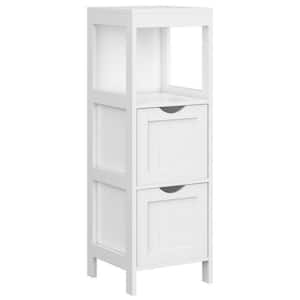 11.8 in. W x 11.8 in. D x 35.1 in. H White Bathroom Storage Linen Cabinet with 2 Drawers