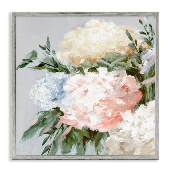 Stupell Industries Pastel Hydrangea Blossoms by Alex Black Gray framed Nature Giclee Art Print 17 in. x 17 in.