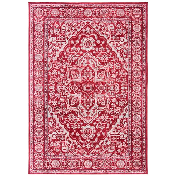 SAFAVIEH Brentwood Red/Ivory 6 ft. x 9 ft. Distressed Border Medallion Area Rug