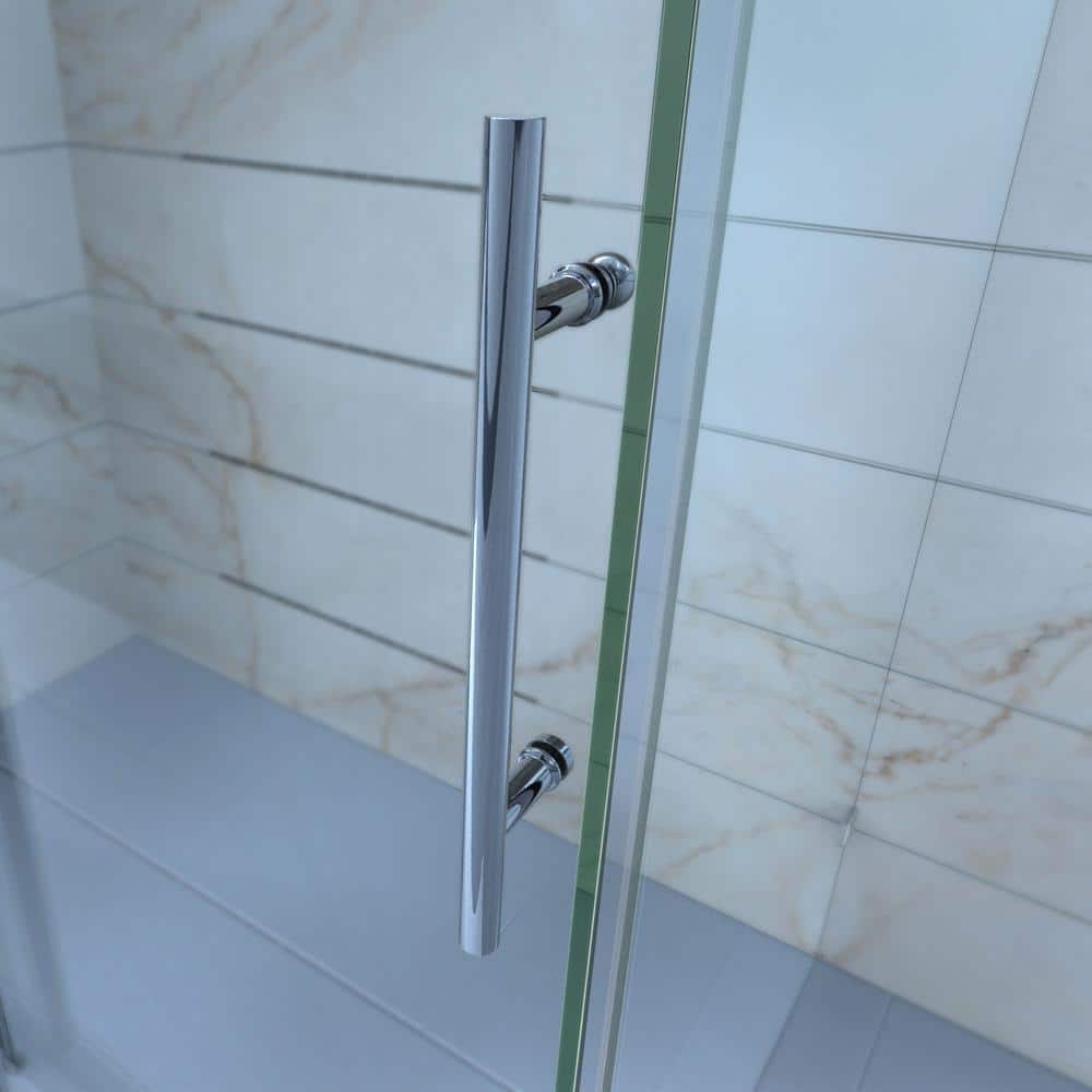 Polished Stainless Steel Frameless Sliding Shower Enclosure