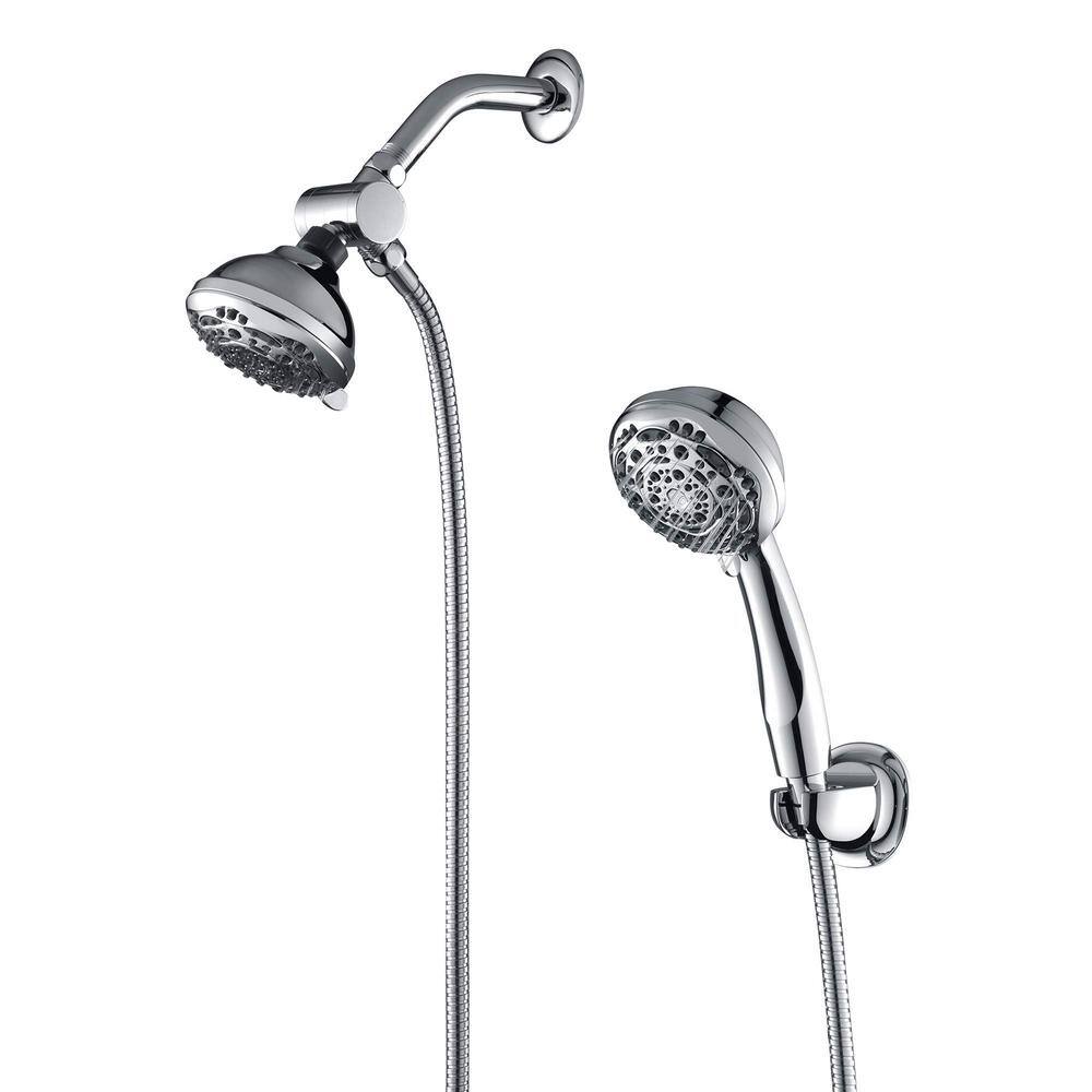 Tomfaucet 4.3 in. 7Spray Dual Wall Mount Fixed and Handheld Shower