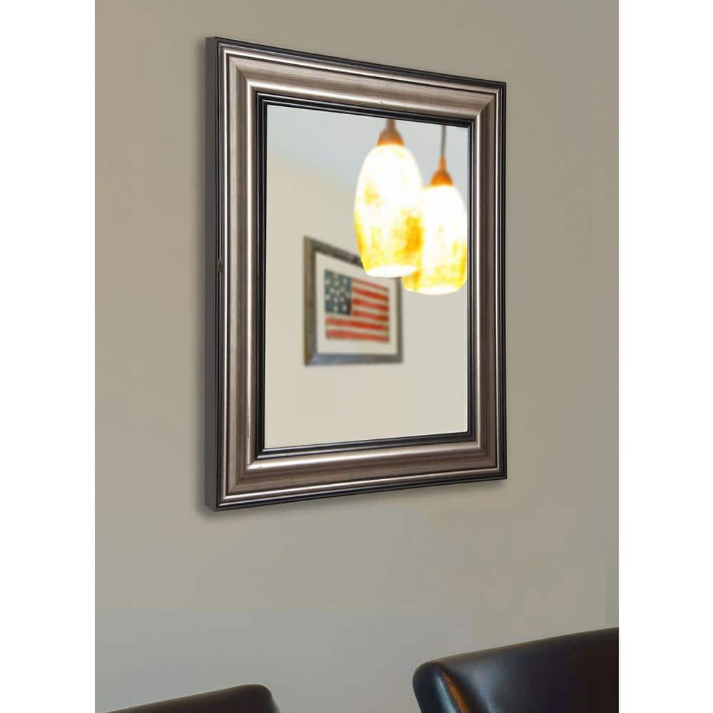 Medium Rectangle Silver And Black Classic Mirror (36 in. H x 24 in. W)