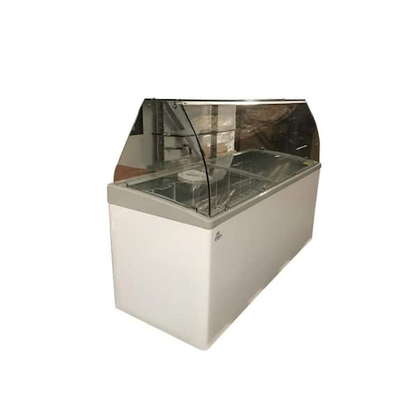 Cooler Depot 72 in. W 19.3 cu. ft. Manual Defrost Chest Freezer Gelato Ice Cream Dipping Cabinet Display Freezer with Glass in White