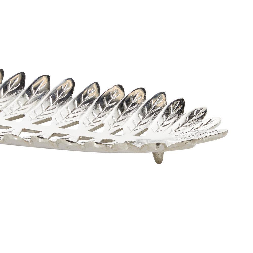Silver Aluminum Leaf Shaped Decorative Tray Set