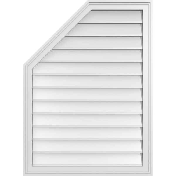 Ekena Millwork 28 in. x 38 in. Octagonal Surface Mount PVC Gable Vent: Decorative with Brickmould Frame