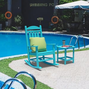 Blue Plastic Outdoor Rocking Chair