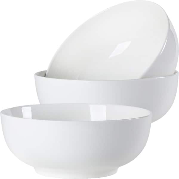 60 oz Large Porcelain Soup Bowls Set of 3, 8 in Off-White Bowls for Hearty Meals and Serving Bowl, Bowls,