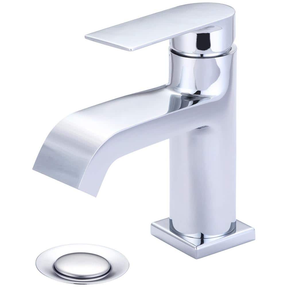 i4 Single Hole Single-Handle Bathroom Faucet with Brass Push Down Drain in 