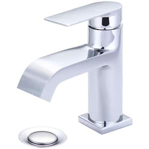 i4 Single Hole Single-Handle Bathroom Faucet with Brass Push Down Drain in Polished Chrome