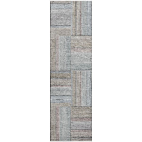 Mayfield Premium Machine Washable Abstract AMF2285 Taupe 2 ft. x 7 ft. Runner Rug