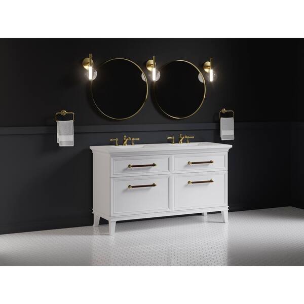 KOHLER Artifacts 60 in. W x 21.9 in. D x 34.5 in. H Bathroom Vanity Cabinet without Top in Linen White