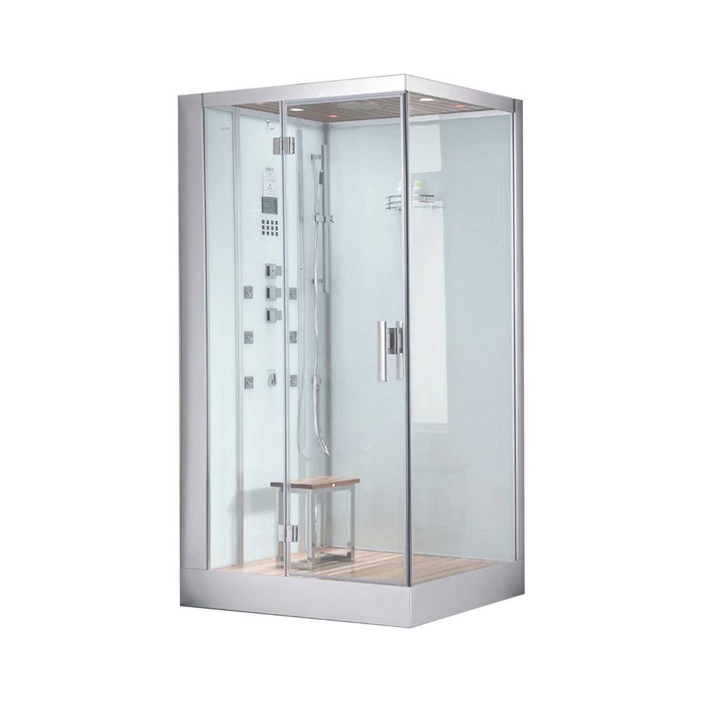 Platinum DZ960F8W 39 in. x 36 in. x 90 in. Steam Shower White Hinged Door, 