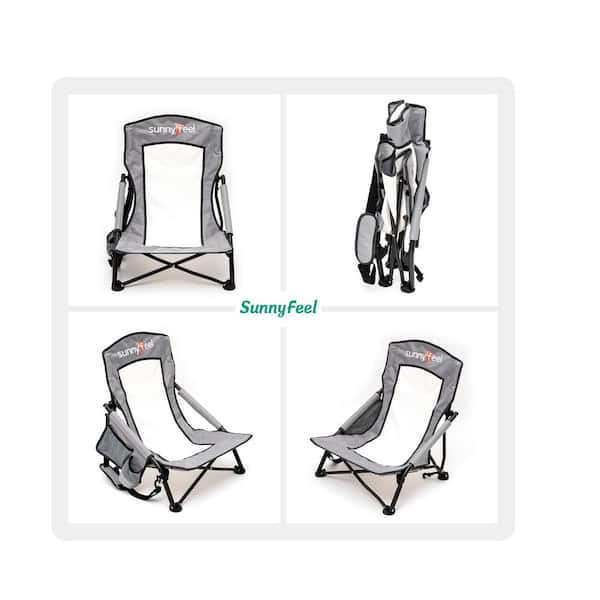 ITOPFOX Gray Steel Portable Folding Camping Chair for Outdoor, Beach, Lawn, Camp and Picnic