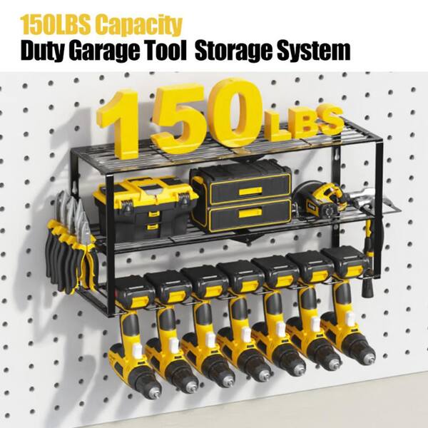 Angel Sar 180 lb. 3-Tier Tool Storage Rack with 7 Slots, Power Tool ...