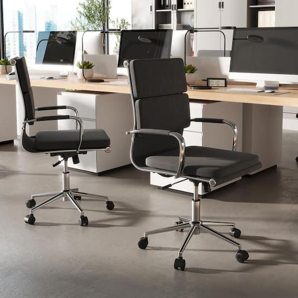 2-Pieces Fabric Adjustable Height Ergonomic Fabric Office Desk Chair w/Rocking Backrest Zippered Covers in Grey