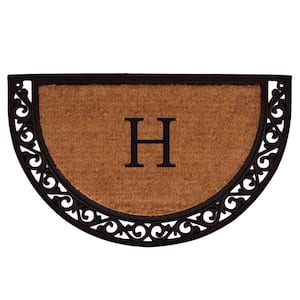 Ornate Scroll 30 in. x 48 in. Coir Monogrammed Door Mat (Letter H)