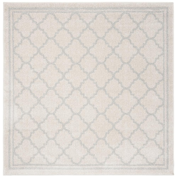 Amherst Beige/Light Gray 5 ft. x 5 ft. Square Multi-Trellis Border Area Rug