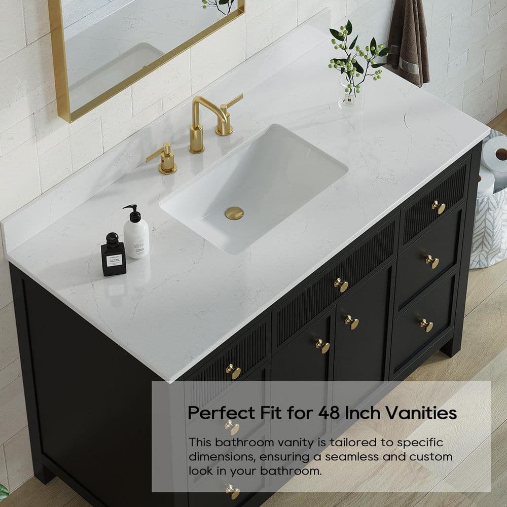 Bianco Bella 49'' White Quartz Undermount Single Sink Vanity Top