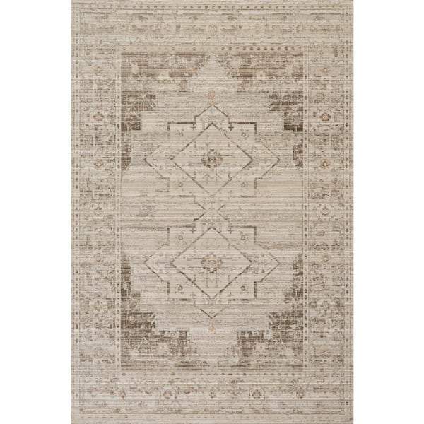Lolita Faded Machine Washable Brown 7 ft. x 10 ft. Outdoor Area Rug