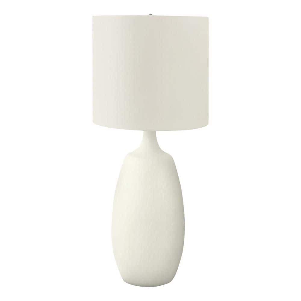26 in. White Resin 1-Light Table Lamp with Textured Finish and Ivory Linen Shade for Living Room, Bedroom and Office price history on PriceWatchPro