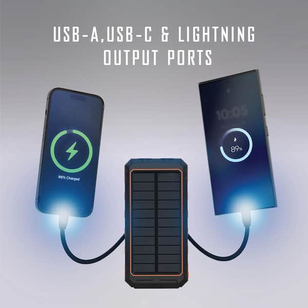 Tzumi 10K MAH Solar Pocket Juice with Cables 30628HD - The Home Depot