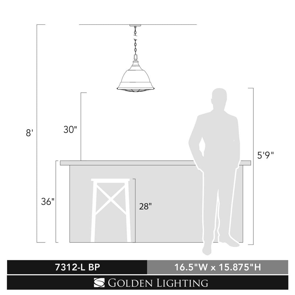 Black Patina Rustic Steel Pendant Light with Glass Shade