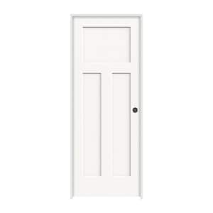 24 in. x 80 in. Craftsman White Painted Left-Hand Smooth Solid Core Molded Composite MDF Single Prehung Interior Door