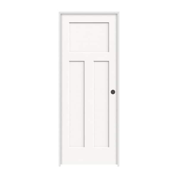 JELD-WEN 36 in. x 80 in. Craftsman White Painted Left-Hand Smooth Solid Core Molded Composite MDF Single Prehung Interior Door