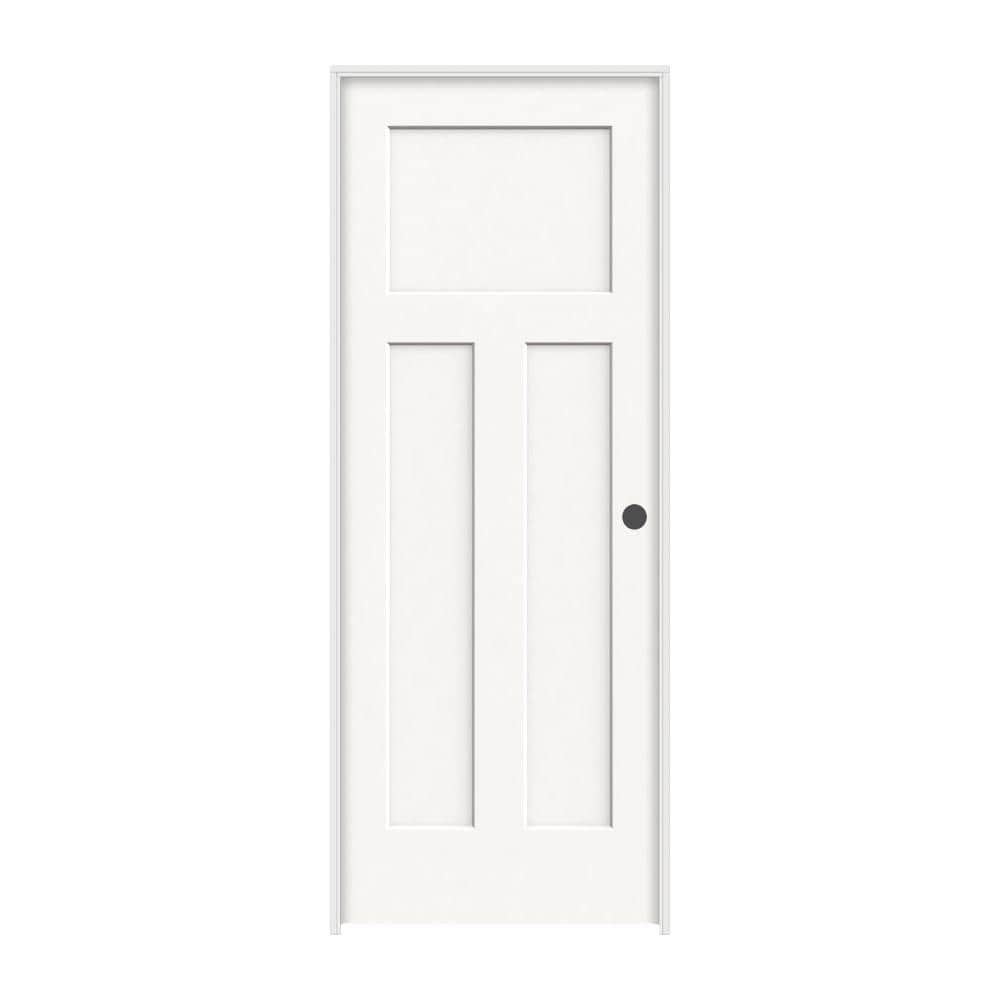 JELD-WEN 24 in. x 80 in. Craftsman White Painted Left-Hand Smooth Solid Core Molded Composite MDF Single Prehung Interior Door, image size:1000x1000