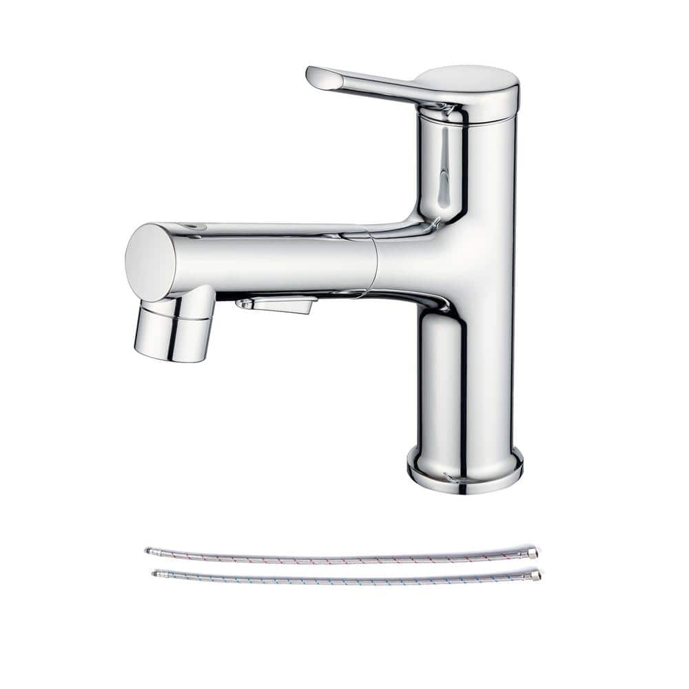 Pull Out Single Handle Single Hose Bathroom Faucet with Deckplate and Supply Line Included in Chrome price history on PriceWatchPro