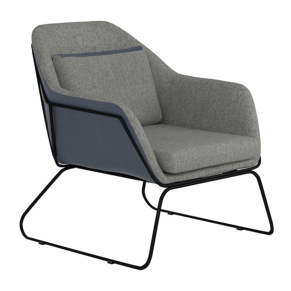 Benjara Fabric Upholstered Accent Chair with Wide Open Lower Back Design Gray