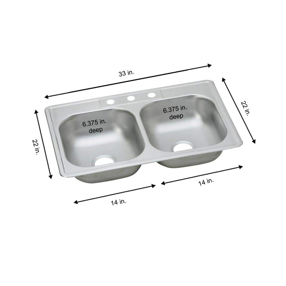Dayton 33" Stainless Steel Double Bowl Drop-In Kitchen Sink