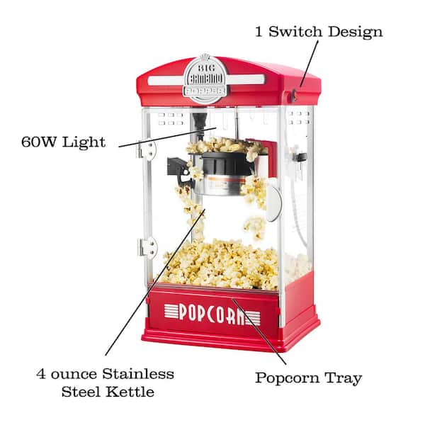 Top Star Popcorn Machine with Cart - Commercial Quality 12-Ounce Kettle  Popper with Warming Deck- Makes 4.5 Gallons by Great Northern Popcorn  (Black)
