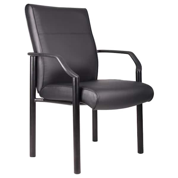 BOSS Office Products Mid Back Black in Leather Plus Guest Chair