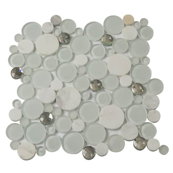 Apollo Tile White 4 in. x 5 in. Sparkly Glass and Stone Polished and Honed Mosaic Floor and Wall Tile Sample (0.13 sq. ft./Piece)