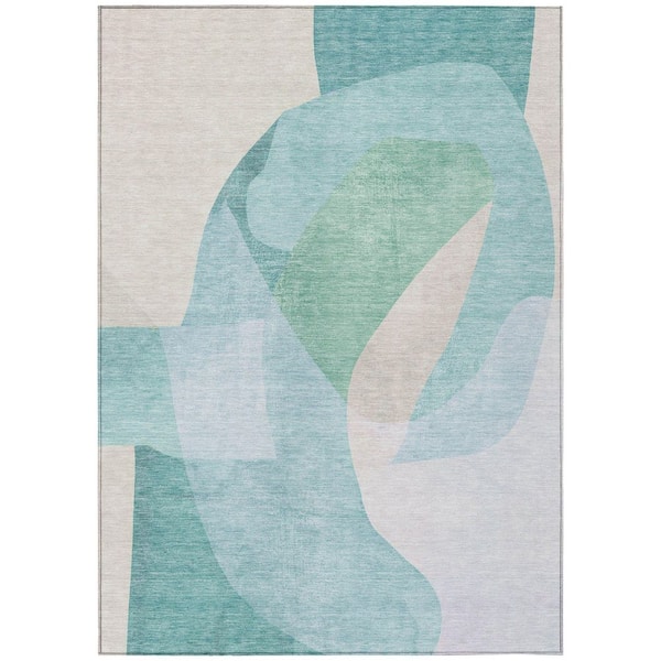 Chantille Machine Washable Indoor/Outdoor Abstract ACN2058 Seafoam 5 ft. x 7 ft. 6 in. Area Rug