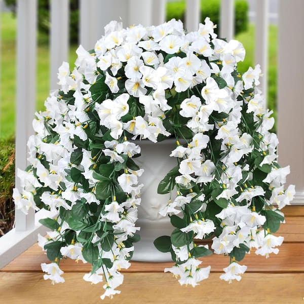 Artificial White Morning Glory Vines, 4-pack L0D9P1K4PB - The Home
