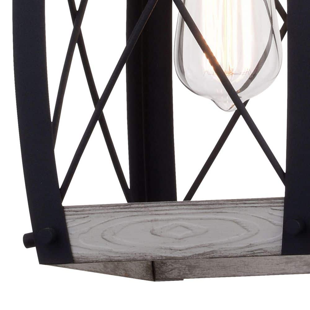 Textured Black and White Ash Farmhouse Mini Pendant Light