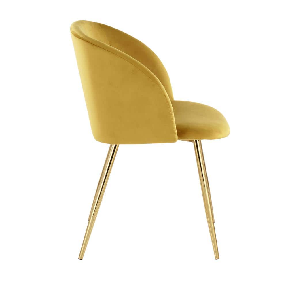 Set of 2 Contemporary High-Back Chartreuse Velvet Dining Chairs