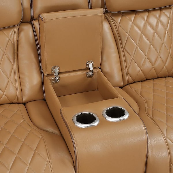 Lazzara Clumber 73.5 in. W Brown Pillow Top Faux Leather 2-Seater