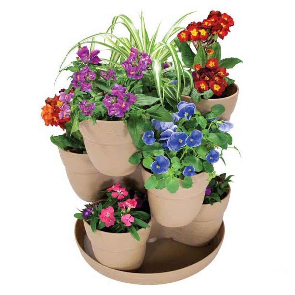 Vertical Planter 3-7 Tier Stackable Planters w/ Wheels & Tools Garden  Tower Pot