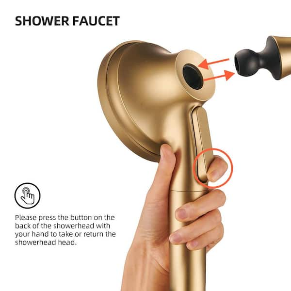 Filter Single-Handle 7-Spray Patterns Shower Faucet 1.8 GPM with Adjustable Stream in Brushed Gold (Valve Included)