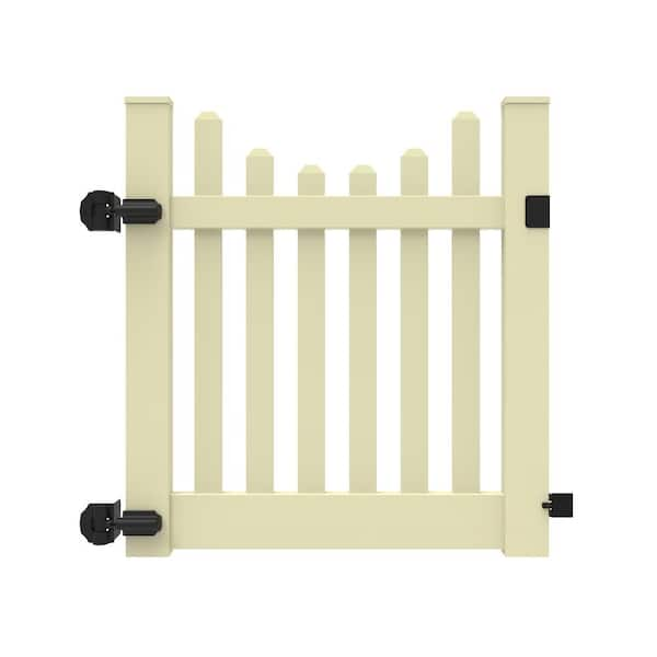 Barrette Outdoor Living Kettle Scallop 4 ft. W x 4 ft. H Sand Vinyl Un-Assembled Fence Gate