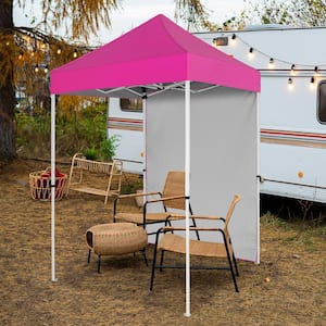 5 ft. x 5 ft. Pink Pop Up Canopy Tent with Carry Bag, Removable Sidewall and Mesh Pocket, Instant Shelter Tent
