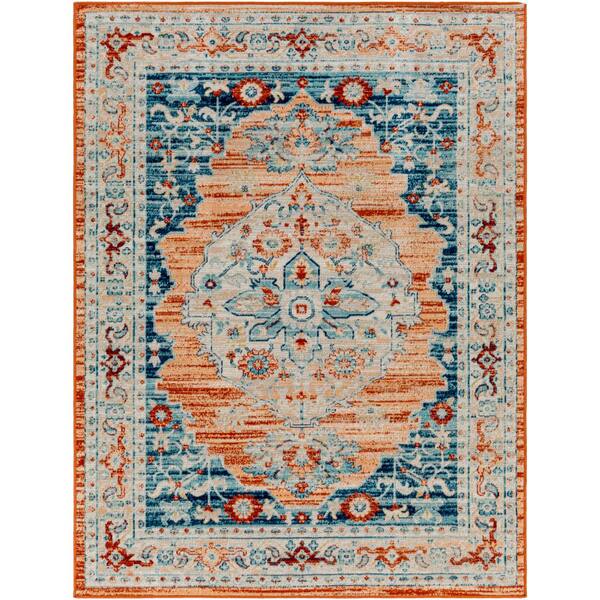 Livabliss Redondo Beach Burnt Orange Traditional 5 ft. x 7 ft. Indoor/Outdoor Area Rug