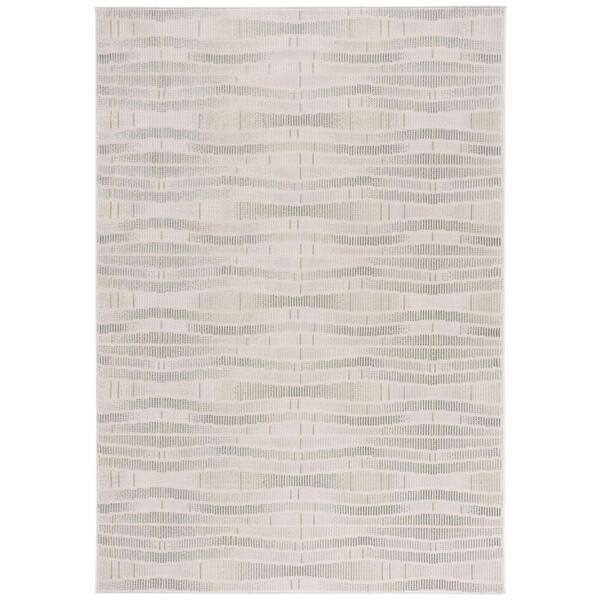 Prestige 4 ft. x 6 ft. Ivory/Light Green Wavy Striped Area Rug