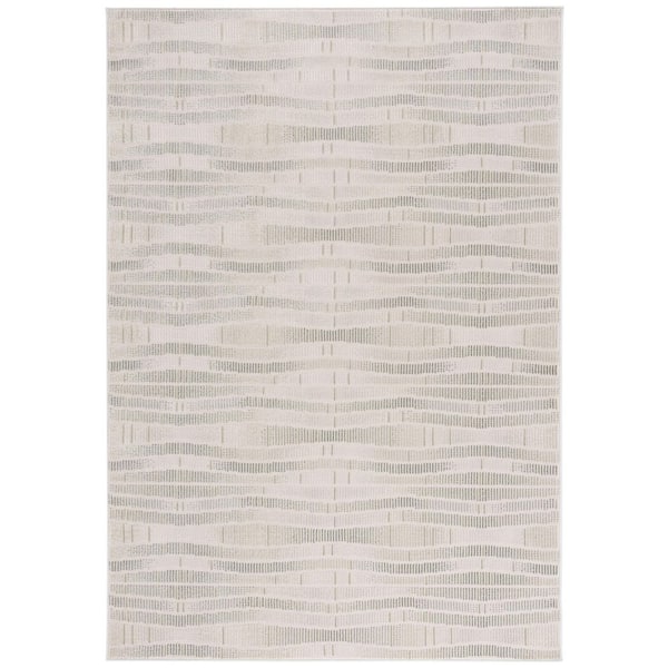 Prestige 8 ft. x 10 ft. Ivory/Light Green Wavy Striped Area Rug